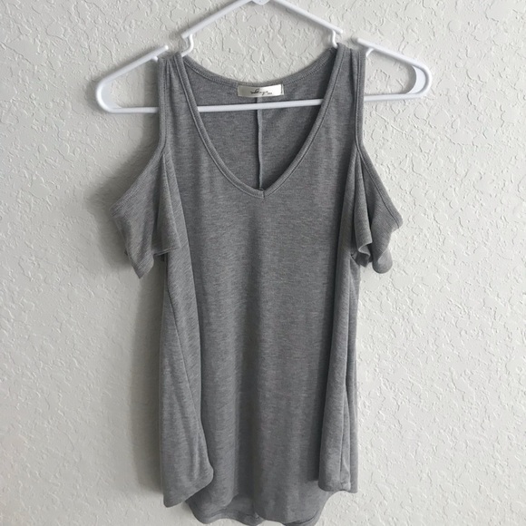 Grey open shoulder blouse - Picture 1 of 2